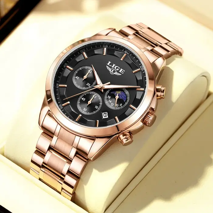 LIGE montres d'affaires hommes Top marque de luxe montre-bracelet à Quartz 3Bar étanche chronographe montre lumineuse pour Gentleman cadeau + boîte
