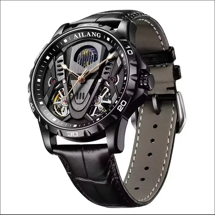 Montre mécanique double tourbillon automatique étanche 3 bars avec logo personnalisé
