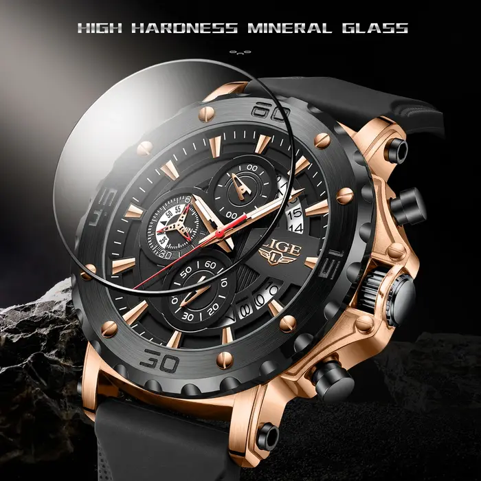 Montres pour hommes LIGE, marque haut de gamme, chronographe, calendrier lumineux, quartz, mode, affaires, sport, Relogio Masculino
