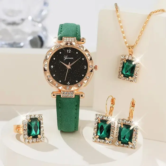 Montres pour femmes 5 pièces ensemble de luxe strass