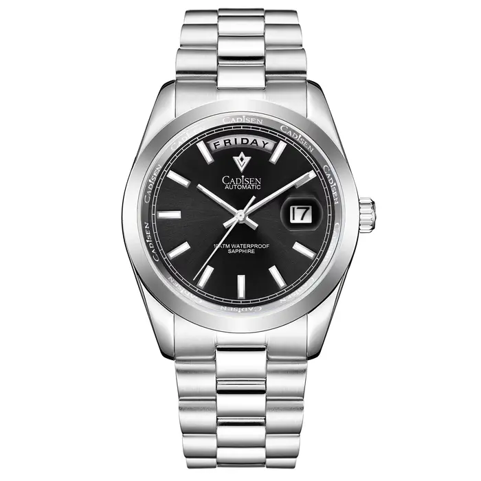 CADISEN Montre pour Hommes Top Marque De Luxe Cadran Noir Montres Automatiques Lumineux Étanche Mécanique