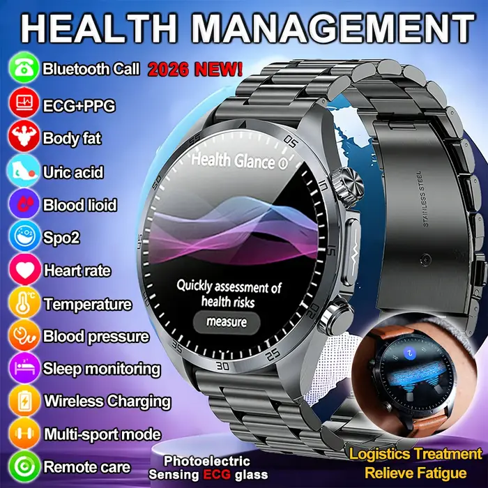Nouvelle montre connectée 2026 améliorée avec fonctions de suivi de santé (ECG