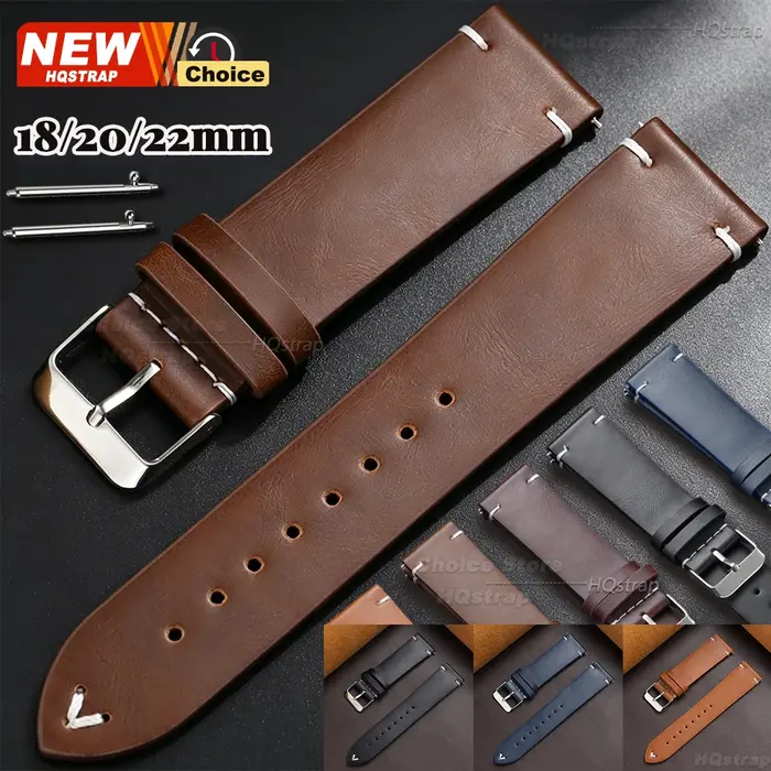 Nouveau bracelet de montre en PU marron et noir 18mm 20mm 22mm pour hommes et femmes