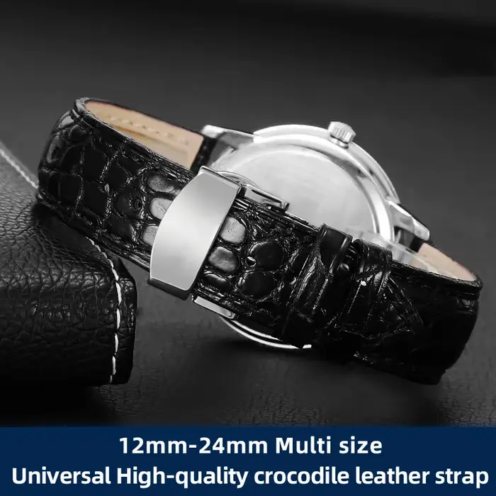 Bracelet de montre peau de Crocodile 16mm 18mm 20mm 22mm 23mm 24mm hommes femmes noir marron
