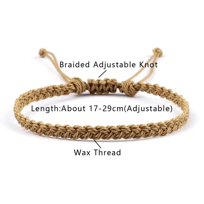 Bracelets en corde de cire tressée à la main pour femmes et hommes