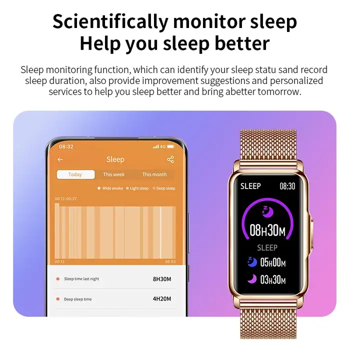 Montre connectée, tracker de santé et de forme physique avec moniteur de fréquence cardiaque