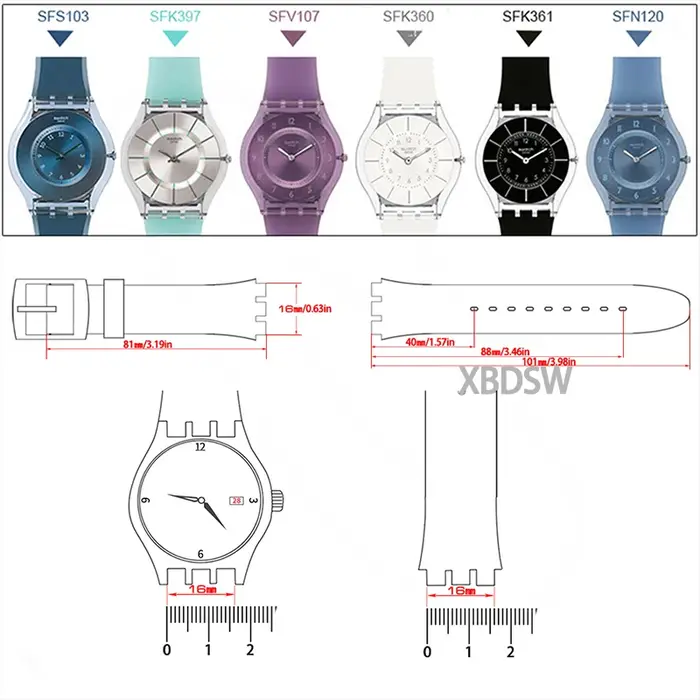 Bracelet de montre en caoutchouc silicone ultra-fin