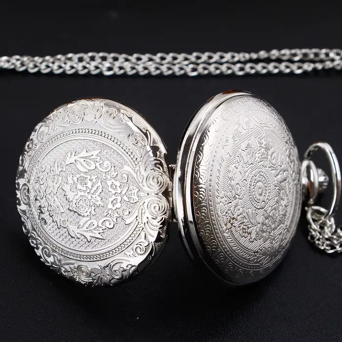 Montre de poche de luxe en argent à quartz