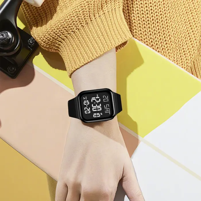Montre d'étudiant mode montre de sport décontractée LED lumineux étanche affichage numérique montre