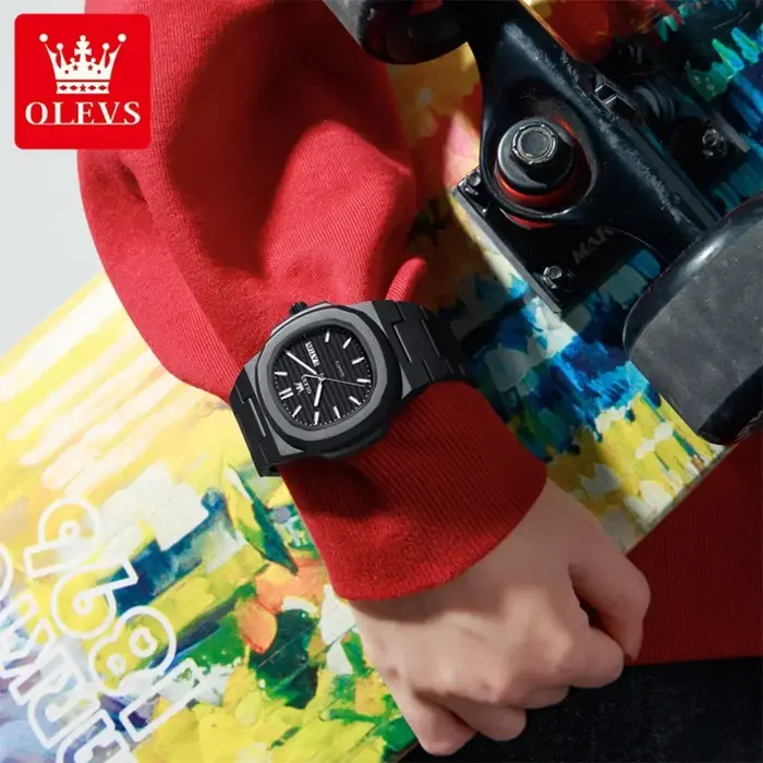 Montre OLEVS tendance pour jeunes, étanche, avec date et jour, lumineuse, unisexe, en résine blanche, montre à quartz pour hommes, montre pour étudiants, reloj hombre