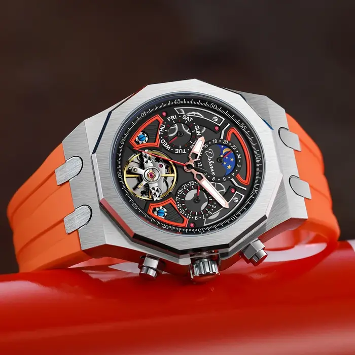 Montres de Sport de marque supérieure avec Tourbillon bracelet en caoutchouc en acier inoxydable cadran multifonction
