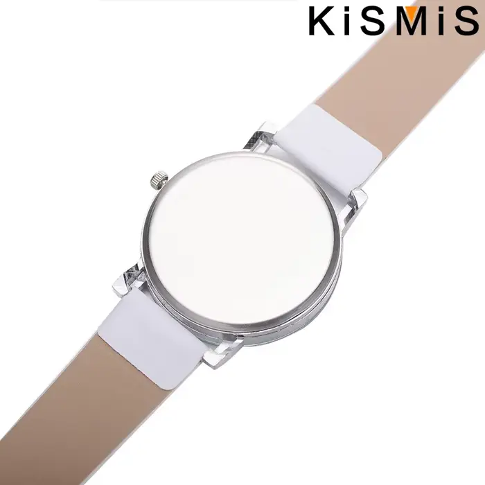 KISMIS mode Simple en cuir blanc horloge montres femmes robe Quartz montre-bracelet