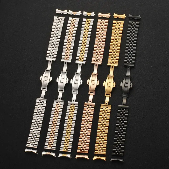 Bracelet de montre Fit Datejust Log Series Jubilee, 12 13 14 16 17 18 19 20 21 22mm, bracelet en acier inoxydable, interface à arc plat