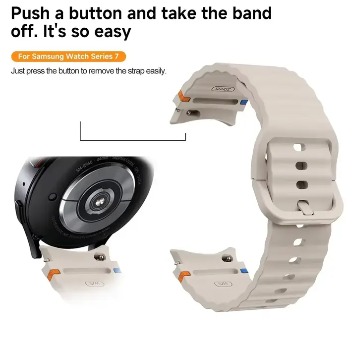 Bracelet de ceinture de sport en silicone pour Samsung Galaxy Watch 7, FE, 5 Pro, 6/4 Classic, 44mm, 40mm, Original Strap