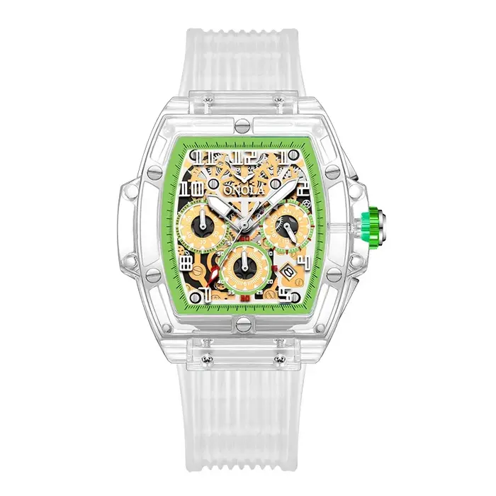 ONOLA 6810 Top marque de luxe hommes montre transparente chronographe étanche automatique Date Quartz haute qualité montres pour homme