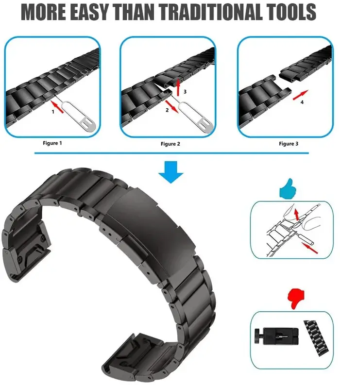 Garmin 22 26mm alliage de titane Bracelet de montre à dégagement rapide pour Fenix5 5XPlus 6 6XPro 7Pro 7XPro