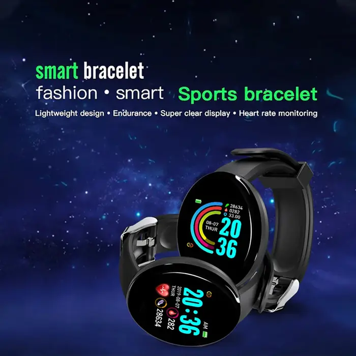 Nouvelle montre intelligente hommes femmes Bracelet Intelligent LED D18 Smartwatch étanche Smart écran tactile