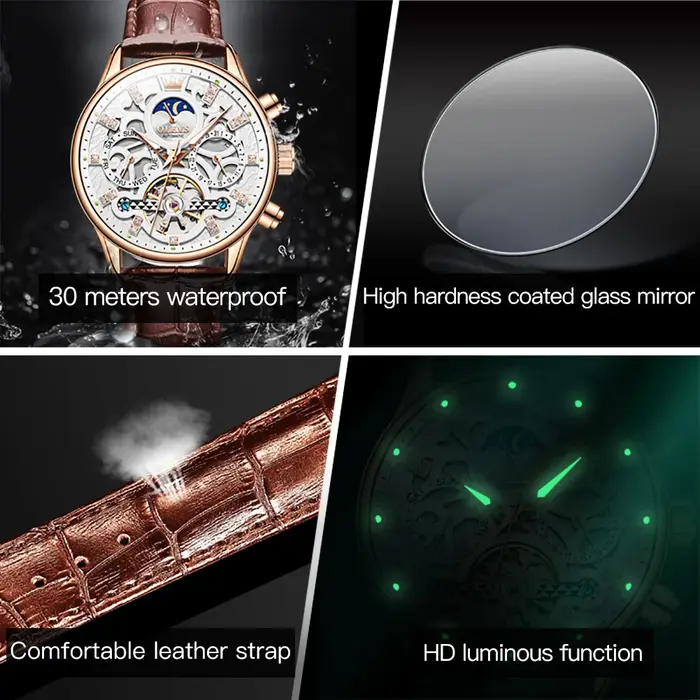 OLEVS – montre-bracelet mécanique automatique pour hommes