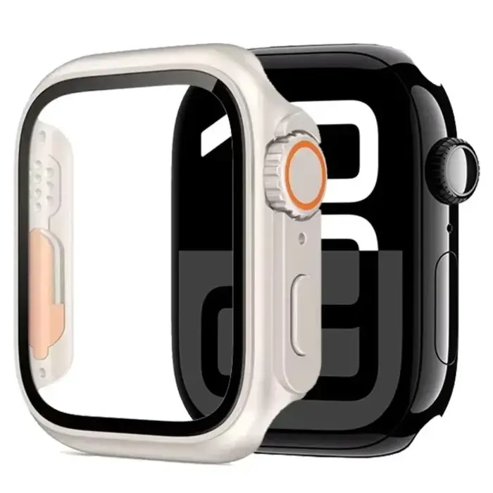 Verre + boîtier pour Apple Watch 11 10 46/42mm 9 8 7 45/41mm, protection d'écran, changement à Ultra 3/2/1 iWatch 6 5 SE 44/40mm