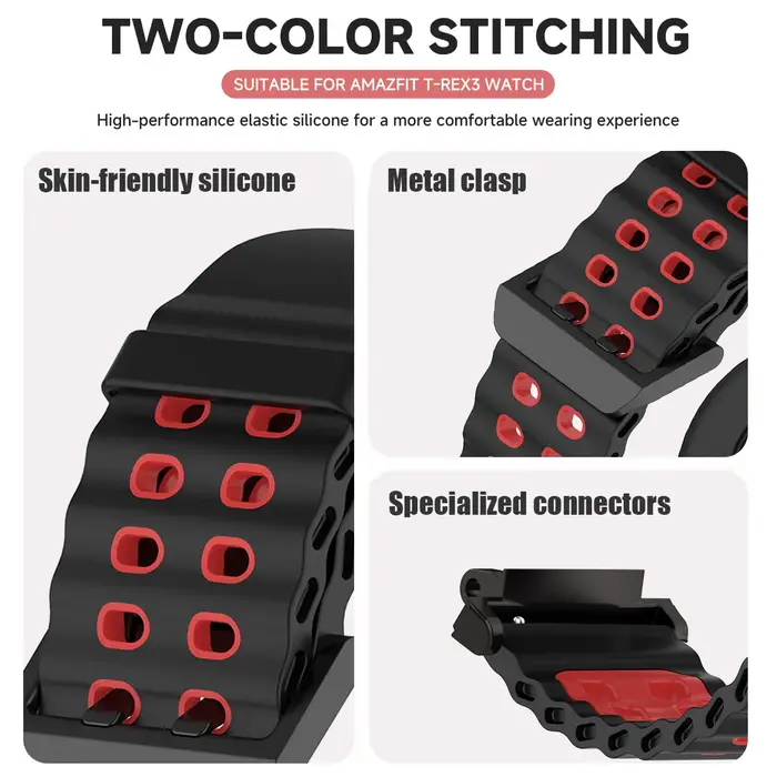 Bracelet marin pour montre Amazfit t-rex 3/2/bracelet en silicone élastique bicolore ultra