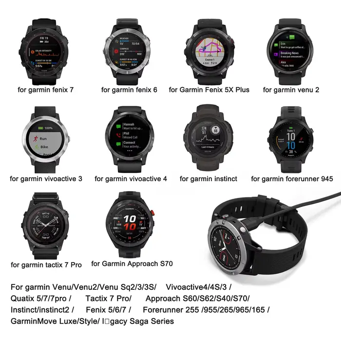 Câble de chargeur de montre de Type C pour Garmin Venu2/VenuSq2/3/3S Fenix 5/6/7 Vivoactive4/4S/3