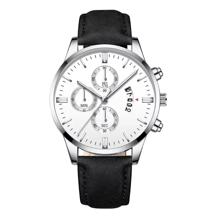 Montre-bracelet à quartz en acier inoxydable noir pour homme