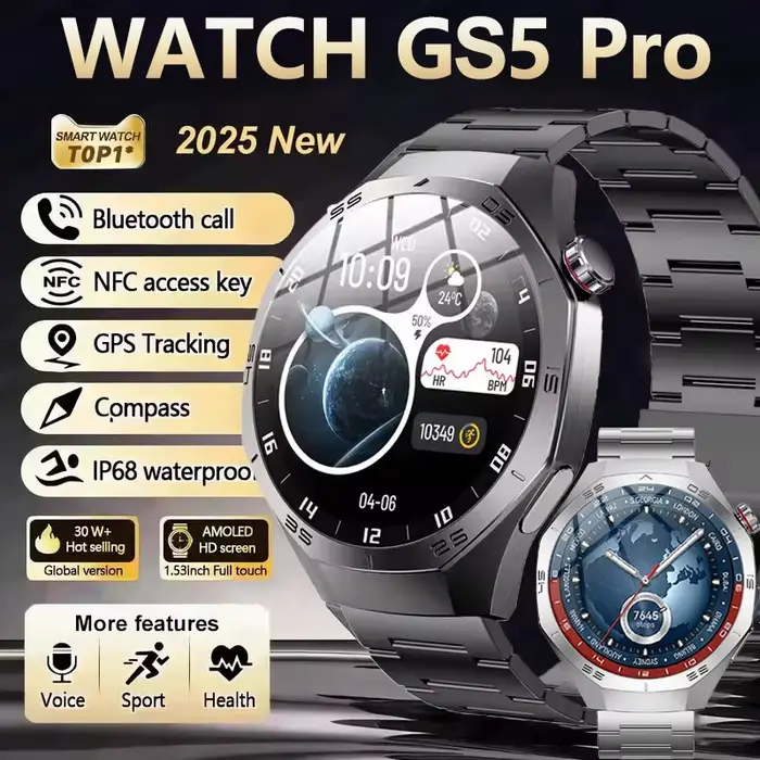 Montre connectée originale GS5 Pro GPS Sports IP68 étanche pour hommes