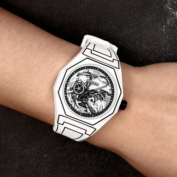 Montre à quartz élégante pour hommes - Bracelet en silicone