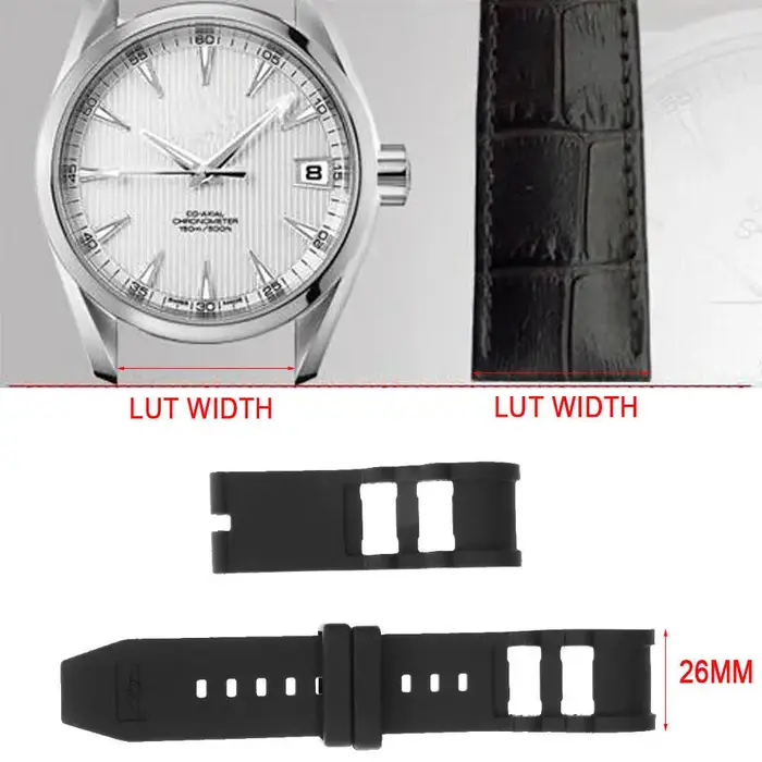 Bracelet de montre en caoutchouc de silicone noir