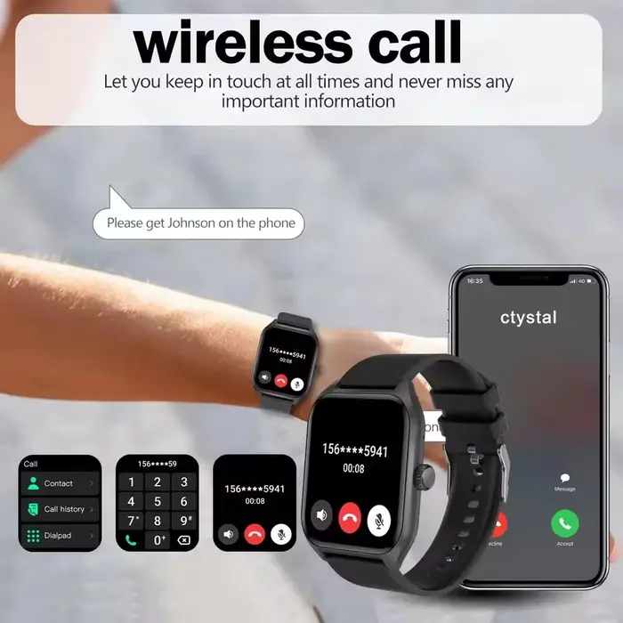 Nouvelle montre intelligente 2026, écran HD 2,01", appels Bluetooth, moniteur de fréquence cardiaque et d'oxygène sanguin, cadeau de fitness pour hommes et femmes