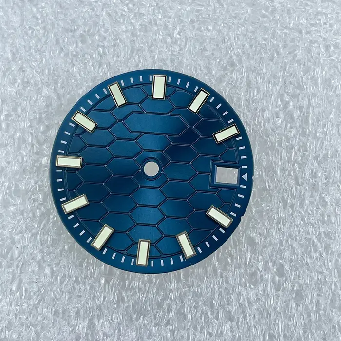 Cadran de montre bleu brossé 28.5mm