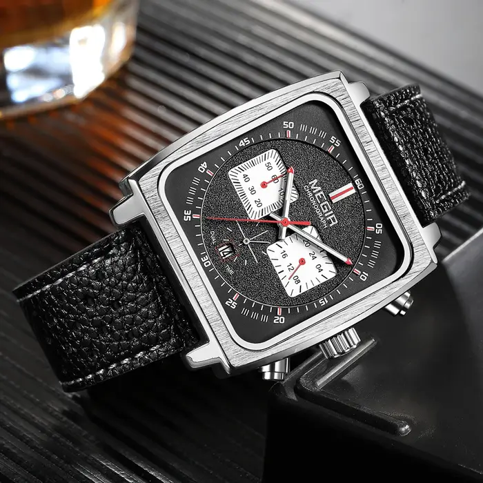 MEGIR 2182 luxe mode sport chronographe multi-fonctionnel militaire en cuir Date montres pour hommes Relogio Masculino