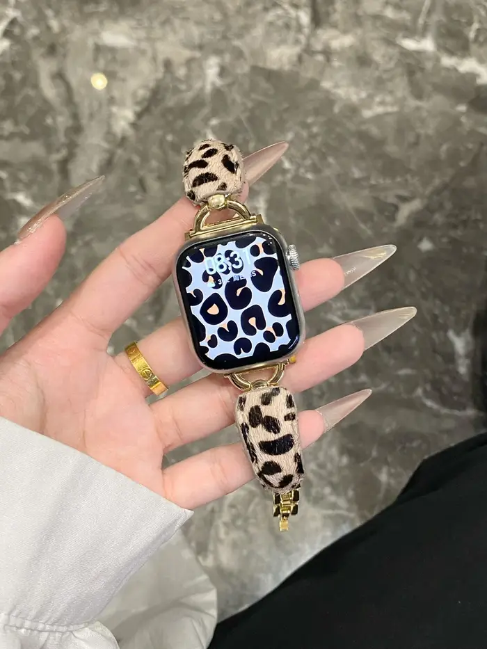 Bracelet de luxe imprimé léopard pour Apple iWatch série 10 9 8 7 6 5 4 3 SE Ultra 2 femmes Bracelets de mode
