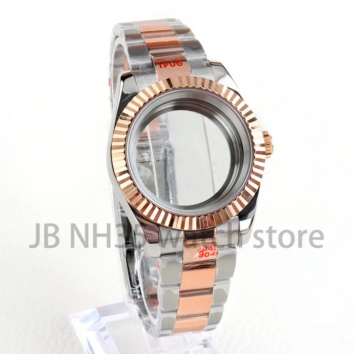 Boîtier de montre en verre saphir or Rose 36/39MM
