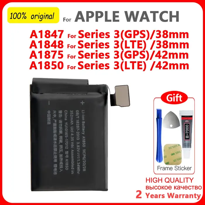 Batterie de remplacement d'origine pour Apple Watch Series SE 1 2 3 4 5 6 7 8 iWatch SE S1 S2 S3 S4 S5 S6 S7 S8 GPS LTE 40/45MM Bateria