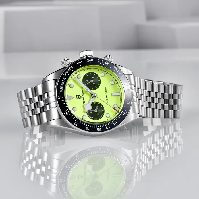 Nouvelle Montre Homme PAGANI DESIGN Panda 2026, Montre à Quartz Vert Fluorescent, Chronographe Sportif pour Homme, Saphir AR, Étanche