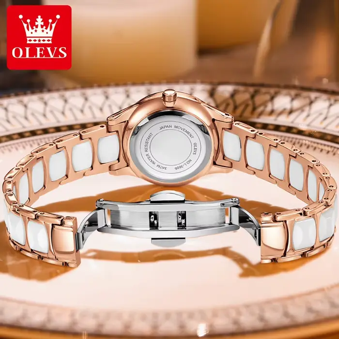 OLEVS 3606 montre de luxe pour femmes camélia Quartz japon mouvement 30M