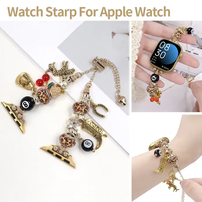 Bracelet perlé imprimé léopard pour Apple Watch (40mm