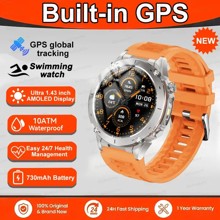 2025 GUHUAVMI Y-101 GPS sport montre intelligente 10ATM étanche intégré double bande GNSS boussole altimètre qualité militaire Smartwatchs