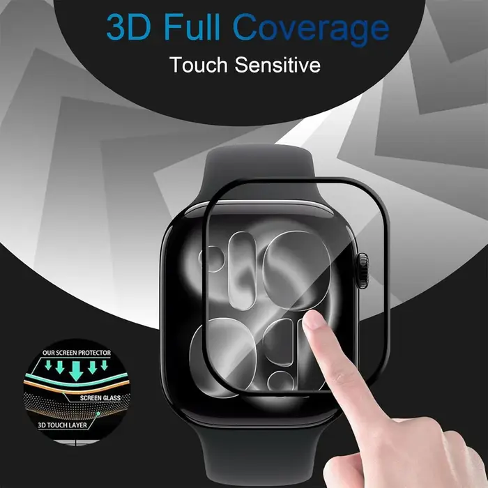 Pour Apple Watch 11 42mm 46mm Film de verre souple 3D HD sans bulles Anti-poussière résistant aux rayures iWatch série 10 11 protecteur d'écran