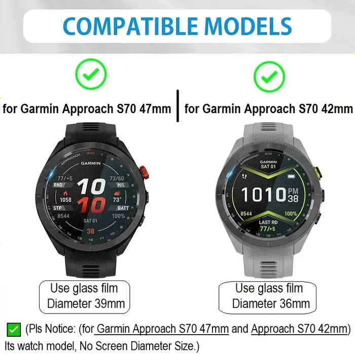 Protecteur d'écran pour montre intelligente Garmin approche S70 47mm/approche S70 42mm