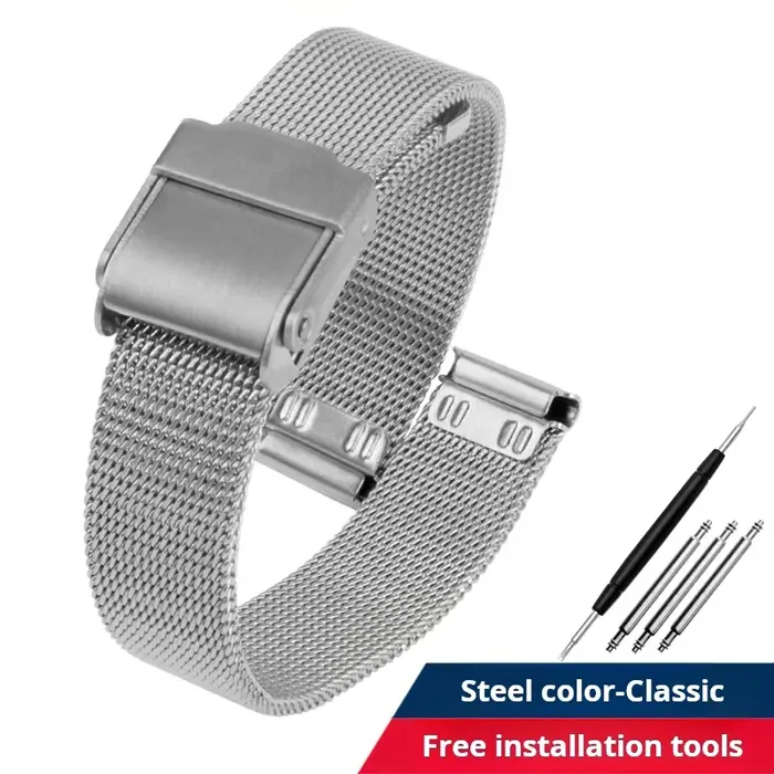 Bracelet de montre rétro en maille respirante pour hommes et femmes, petit bracelet doré, ceinture d