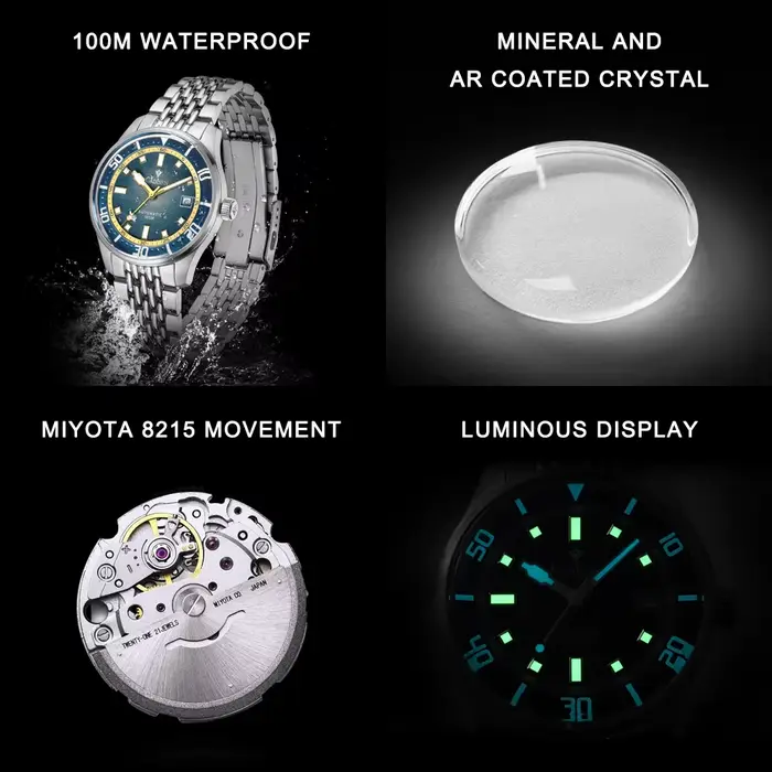 Cadisen 2026 Nouvelle Montre Mécanique pour Homme en Acier Inoxydable avec Mouvement 8215 Étanche 10 ATM Luminescente Marque de Luxe Haut de Gamme