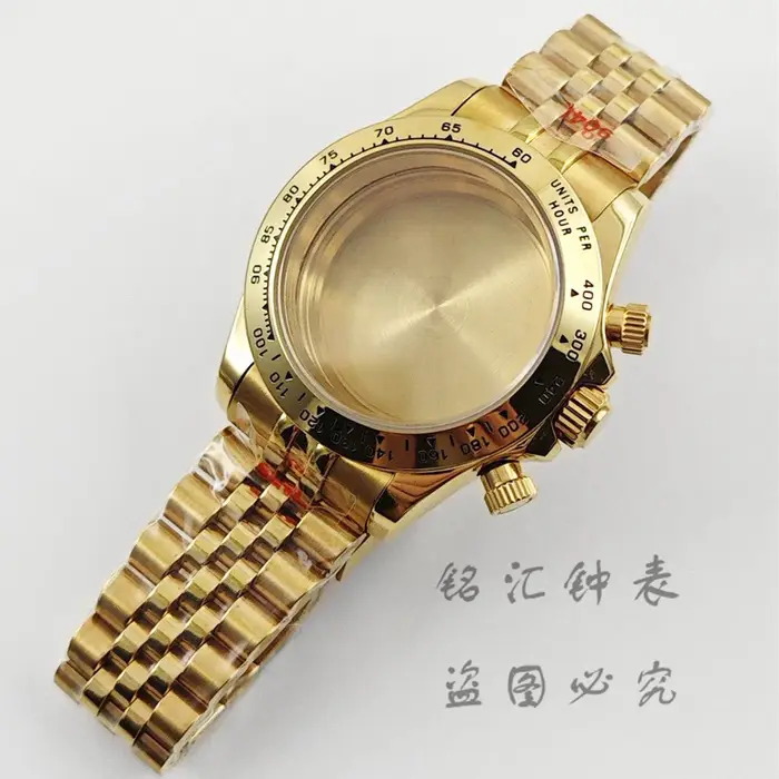 Boîtier de montre VK63 40 mm en or avec bracelet Jubilee et verre saphir pour homme