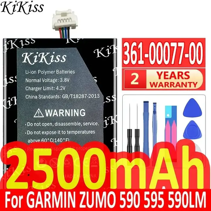 Batterie GPS 2500mAh Écologique pour Garmin Zumo 590 595 590LM (Références : 361-00077-00, 361-00077
