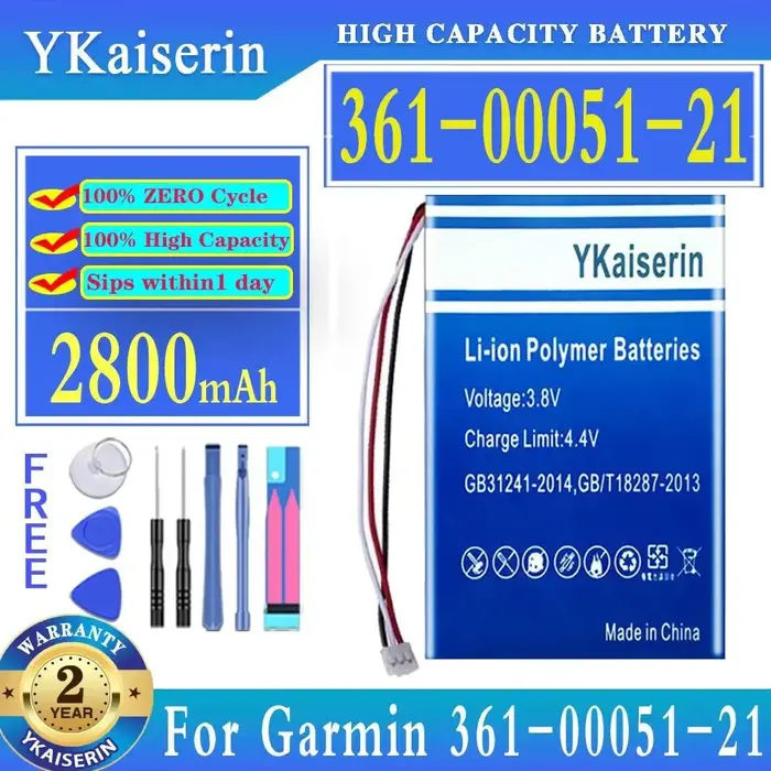 YKaiserin-Batterie de rechange 2800mAh, 503759 pour Garmin 361, 00051, 21