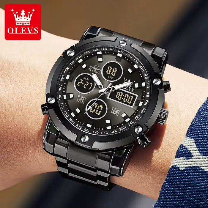 Montre-bracelet de sport numérique à quartz pour homme