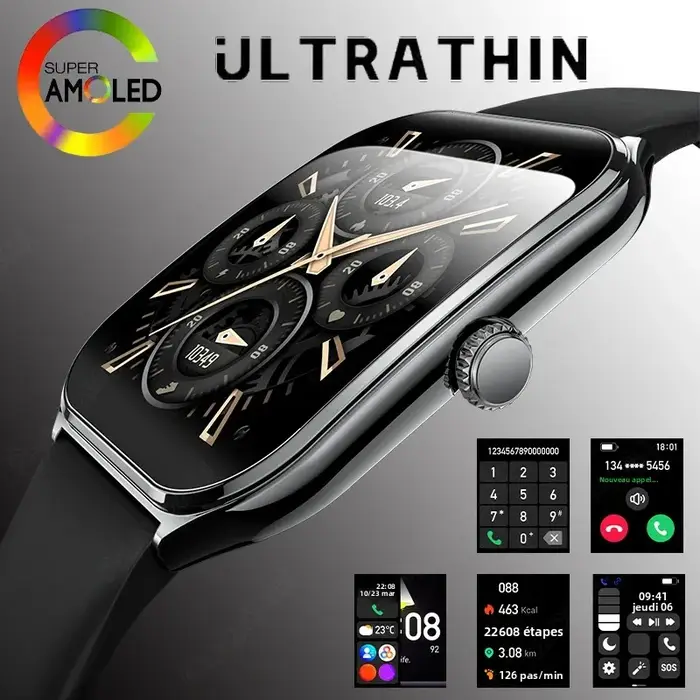 Montre connectée ultra-fine pour hommes et femmes