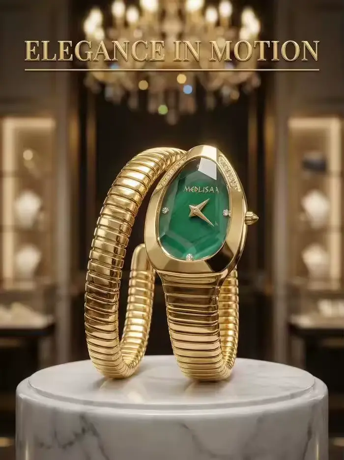 Montre élégante en forme de serpent pour femme