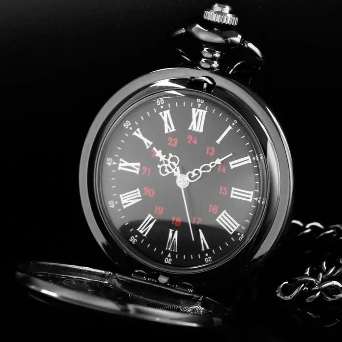 Montre de poche classique en acier poli à quartz pour homme, cadeau idéal
